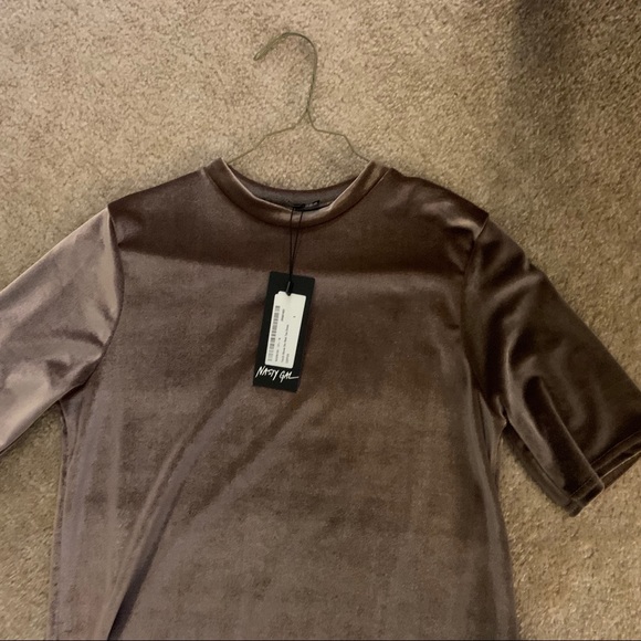 Champagne Velvet Short Sleeved Tee Dress NWT - Picture 4 of 5